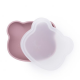 A silicone bowl with a suction cup and a lid. We Might Be Tiny Bear - Dusty Rose