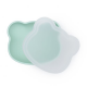A silicone bowl with a suction cup and a lid. We Might Be Tiny Bear - Minty Green
