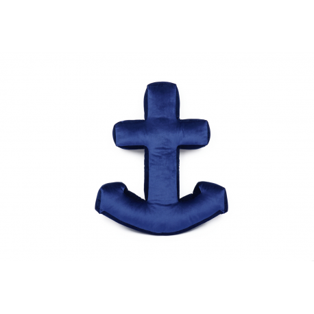 Velvet anchor pillow navy blue